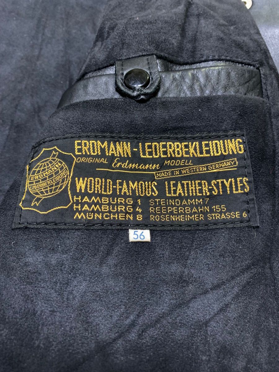 【ERDOMANN】ダブルライダース パテッド 黒 本革 レザー 56L/LL 良品