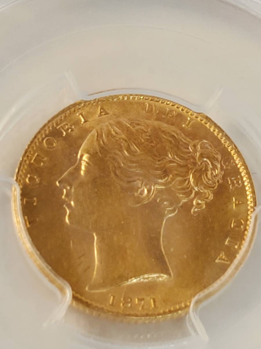 ●コイン● 1871 金貨 イギリス ヴィクトリア女王 1ソブリン MS 64_画像5