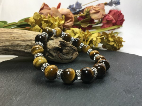  Power Stone bracele Tiger I 12mm natural stone breath silver better fortune luck with money .. beads breath men's man 