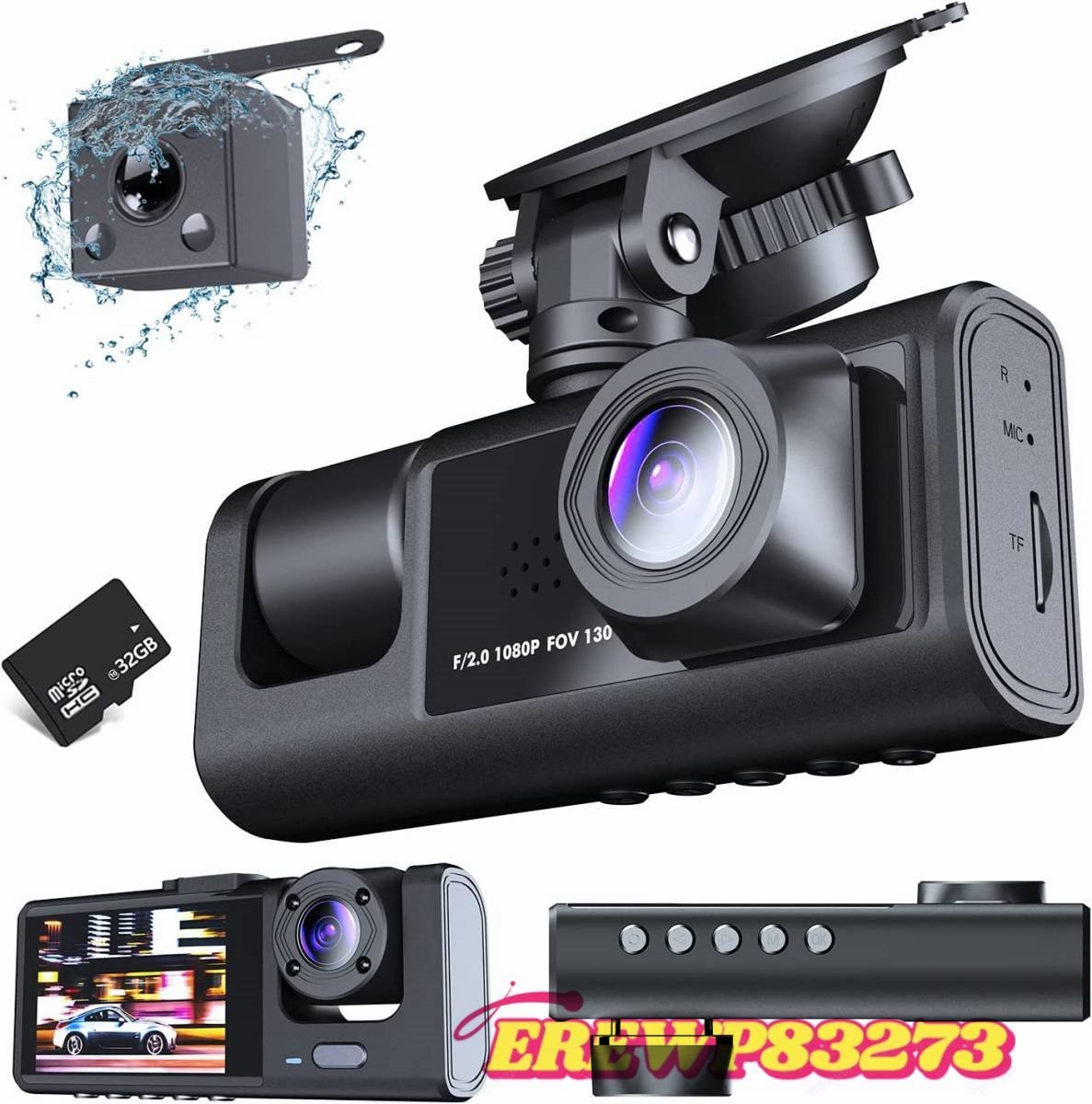 3 camera drive recorder DEFART small size do RaRe ko1080P full HD image quality 360 times all direction protection 170 times super wide-angle 3 camera same time video recording 32GB high speed SD card attaching 
