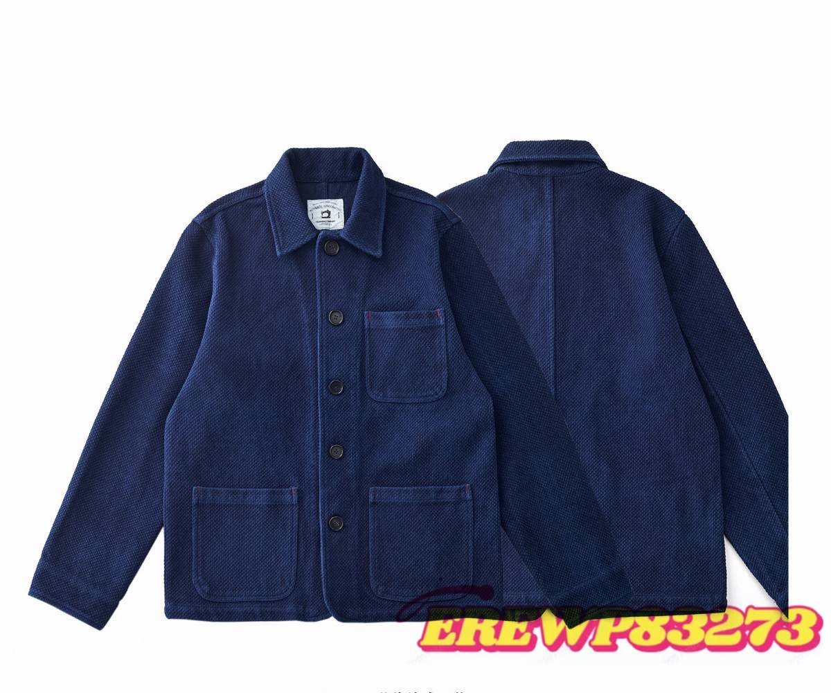 高品質★ 手作り 藍染め 刺し子 カバーオール 17OZ 綿100% ワークジャケット ブレザー sashiko indigo 上品 インディゴ_画像7