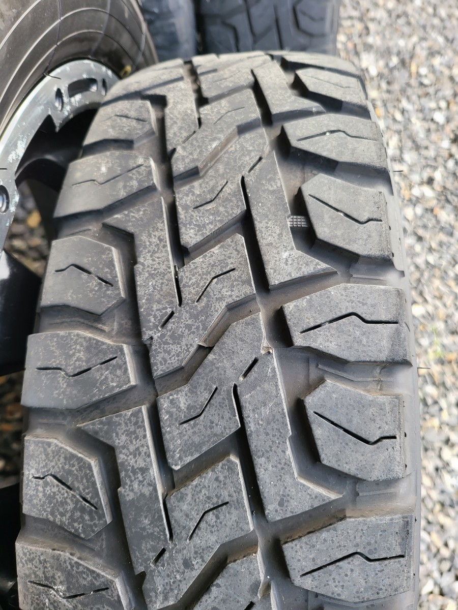 165/60r15 MAD CROSS GRACE 15x4.5J 4/100 +45 GB/P セミグロスブラック&リムポリッシュ トーヨーオープンカントリー ゴツゴツ_画像5