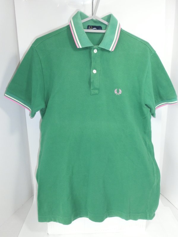 メンズ 半袖ポロシャツ FRED PERRY フレッドベリー緑ポロシャツ M28の画像1