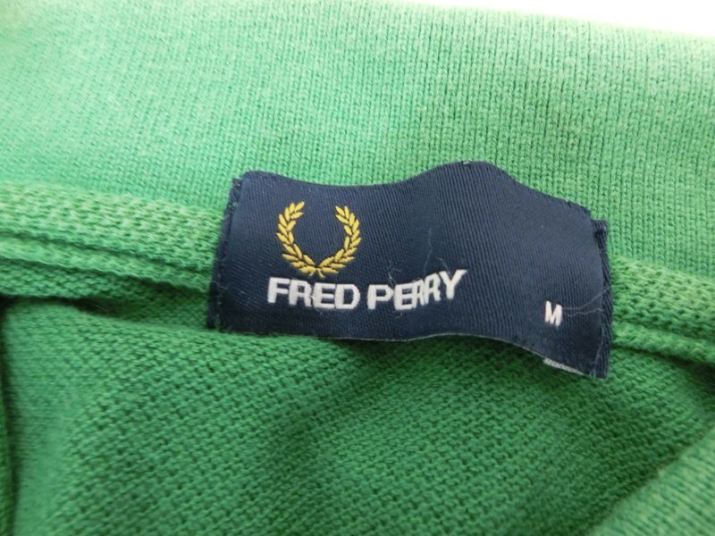 メンズ 半袖ポロシャツ FRED PERRY フレッドベリー緑ポロシャツ M28の画像3