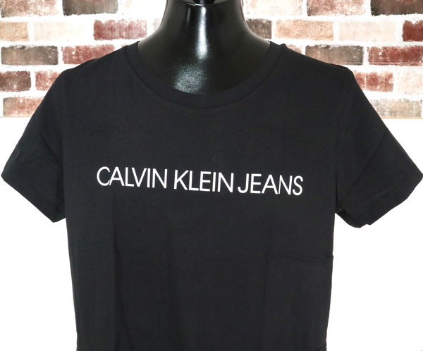 ＊お買い得新品 カルバンクライン ジーンズ Calvin Klein Jeans ロゴプリント 半袖 Tシャツ コットン サイズM(レディスXL)ブラック MCT1181_画像2