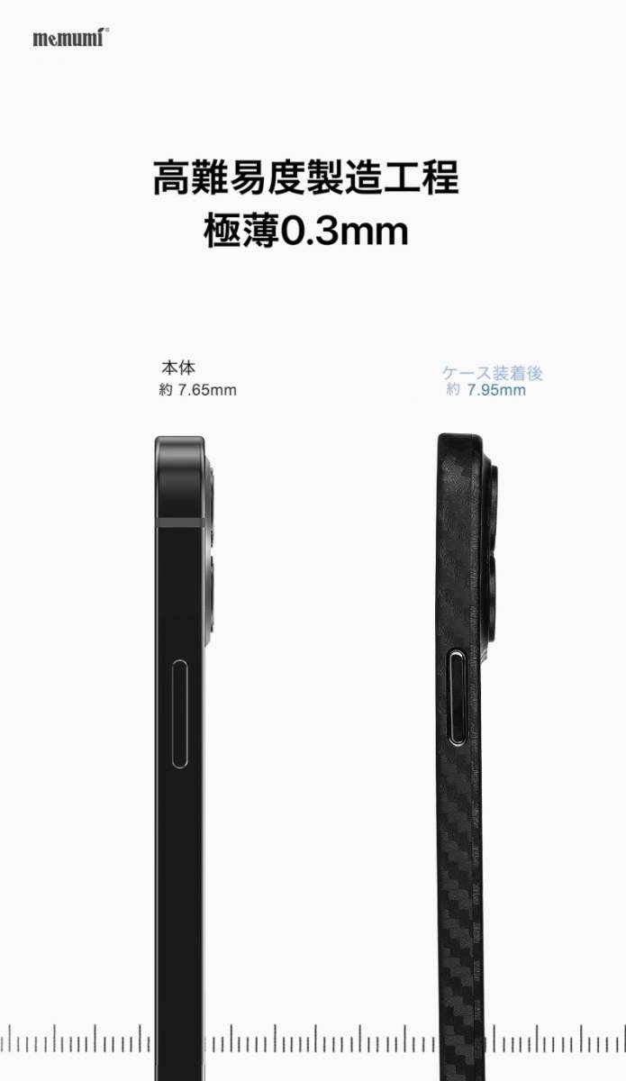 ★memumi★iPhone12Pro 専用ケース 薄黒/超軽量薄型/0.3mm/カーボンファイバーデザイン_画像2