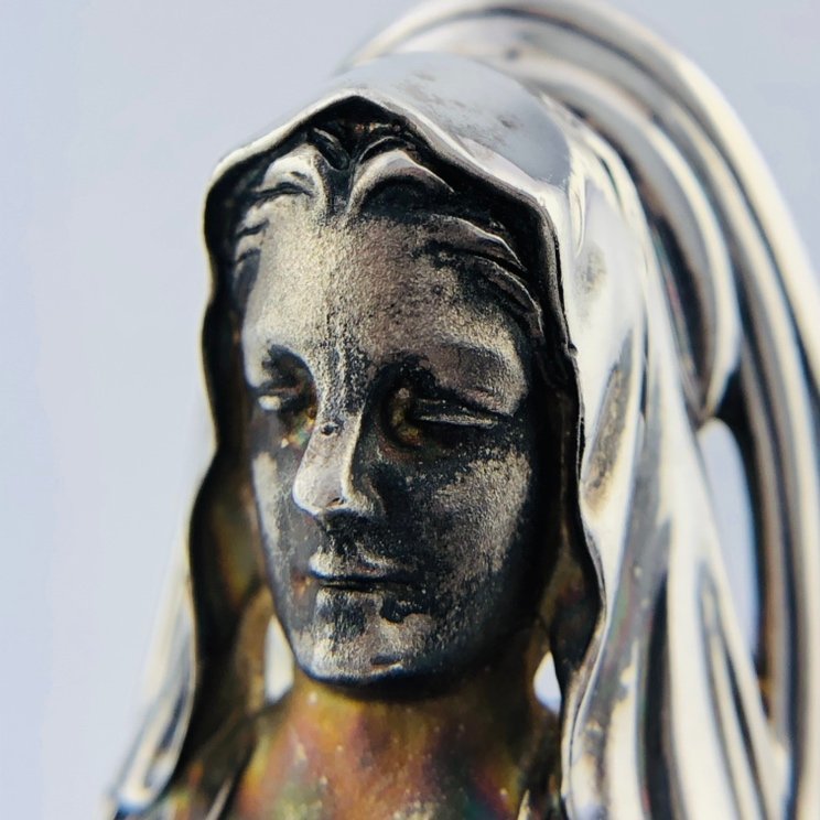 【77】 SILVER リング マリア 聖母 女神 女性 ボリューム感 指輪 シルバー 幅広 幅 4.1㎝ ＃15 20.3ｇ （1417）_SILVER リング マリア 聖母 女神 女性