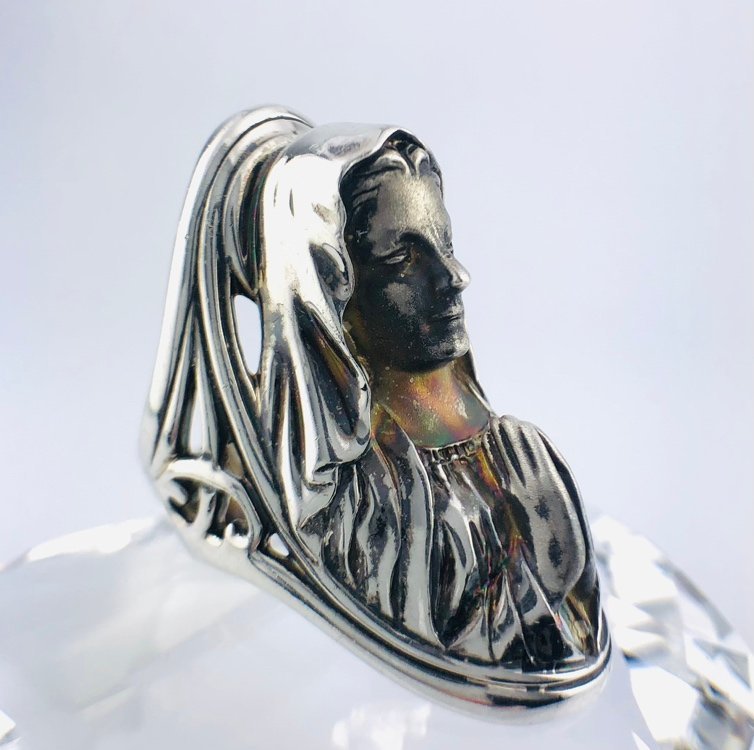 【77】 SILVER リング マリア 聖母 女神 女性 ボリューム感 指輪 シルバー 幅広 幅 4.1㎝ ＃15 20.3ｇ （1417）_画像6