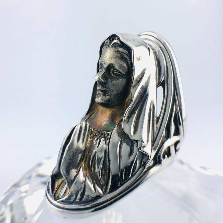 【77】 SILVER リング マリア 聖母 女神 女性 ボリューム感 指輪 シルバー 幅広 幅 4.1㎝ ＃15 20.3ｇ （1417）_画像5