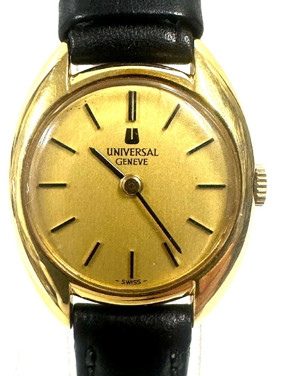 【41】1円～UNIVERSAL ユニバーサル GENEVE ジュネーブ 542606 手巻き 革ベルト 稼働品 現状品_画像4