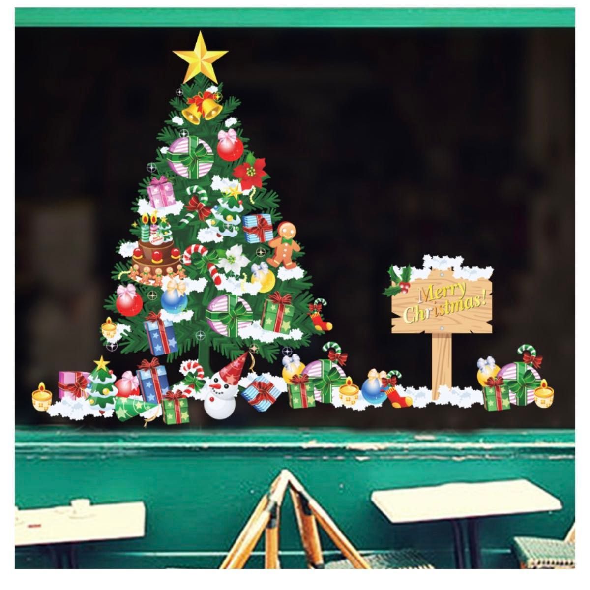 【クリスマス】ウォールステッカー ビッグ 壁 窓 パーティー シール ツリー