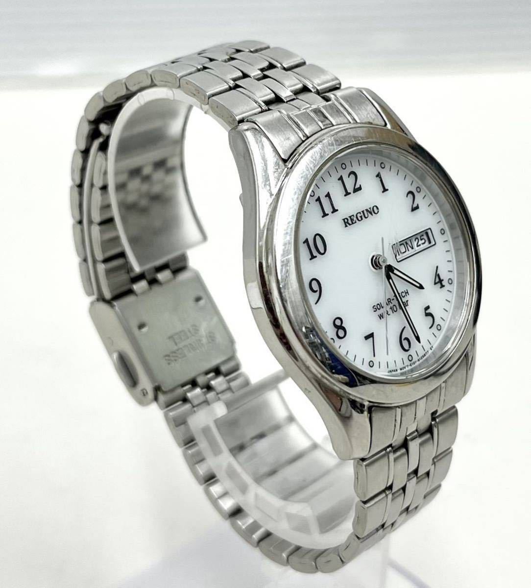 AK◆ シチズン CITIZEN レグノ REGNO E101-K005299 ソーラー メンズ 腕時計 デイデイト 3針 白文字盤 現状品_画像3