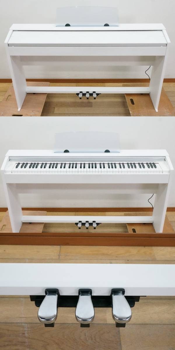 東ハ:【CASIO/カシオ】Privia 電子ピアノ PX-770WE 2018年 ホワイトウッド調 高低自在椅子 88鍵盤 象牙調黒檀調鍵盤 スタンドペダル一体型_画像3