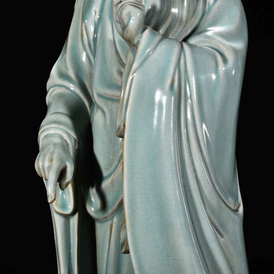 最終値下げ 多寶屋】BM109□古美術品!宋時代 天青釉老子問道塑像 汝窯 宋