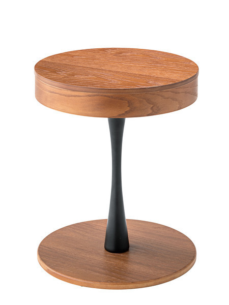 サイドテーブル PT-616 丸型 円形 おしゃれ 木製 サイド テーブル ナイトテーブル カフェ風 収納 スペース 天板 マグネット固定 北欧_画像1
