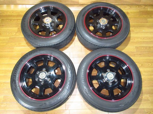 社外ホイール 7J-17+25 139.7/6H ブリヂストンGL-R 215/60R17C 109/107R 17インチアルミホイール+貨物タイヤ付き４本 100系ハイエースバンの画像1