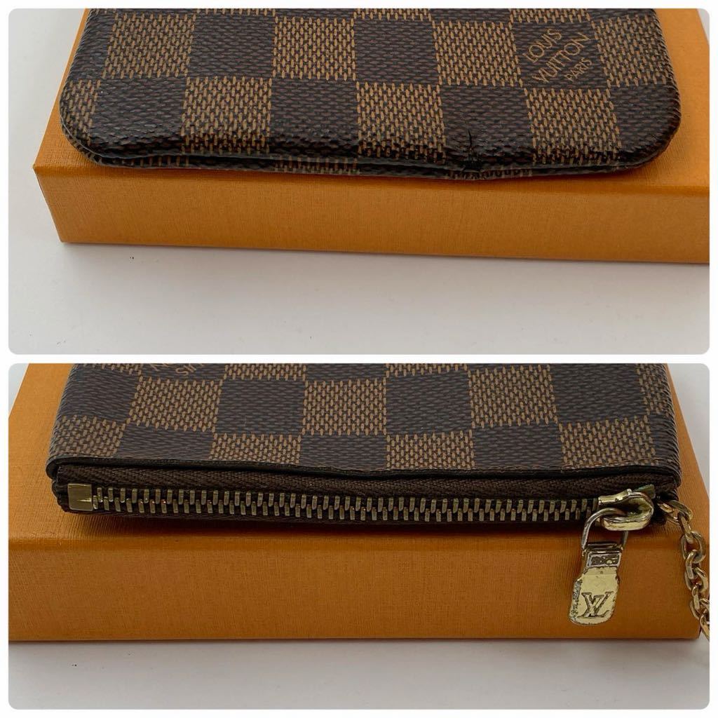 H424 【美品】ルイ・ヴィトン Louis Vuitton ポシェット クレ 鍵入れ キーリング 小銭入れ コインケース ダミエ ブラウン N62658 _画像4