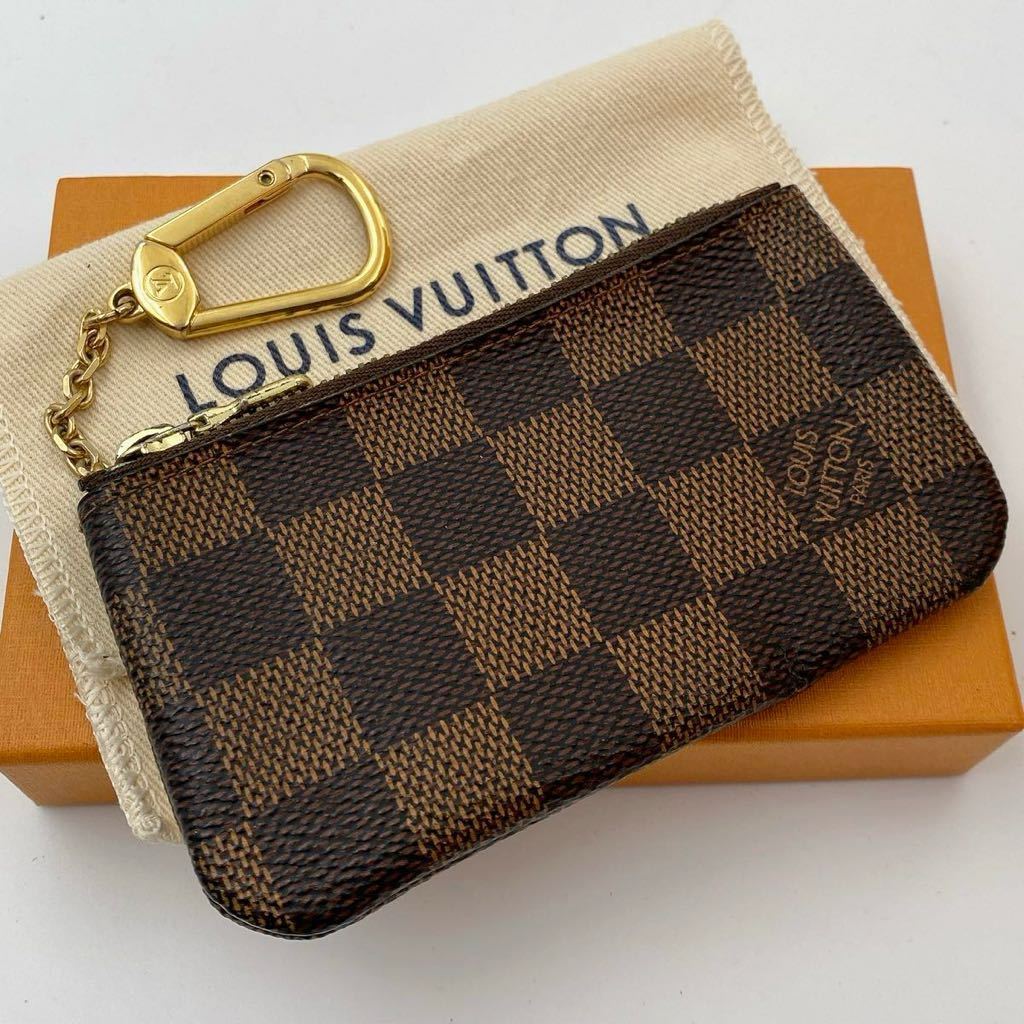 H424 【美品】ルイ・ヴィトン Louis Vuitton ポシェット クレ 鍵入れ キーリング 小銭入れ コインケース ダミエ ブラウン N62658 _画像1