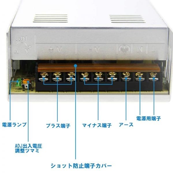 AC DC コンバーター AC110V→DC24V 15A 360W 直流安定化電源 スイッチング電源 変換器 変圧器 配線付 放熱ファン付_画像4