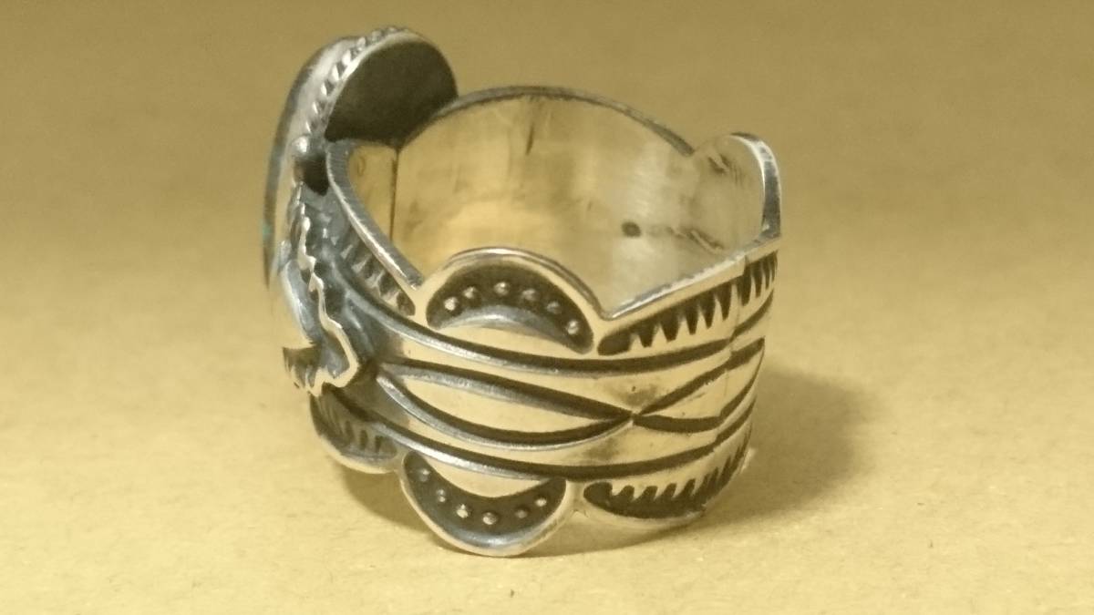 ５００円スタート！！ NAVAJO Andy Cadman turquoise ring 17号 ナバホ ズニ イスレタ ホピ インディアンジュエリー_画像4