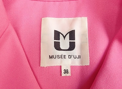 ◆MUSEE D' UJI ミューゼ ド ウジ／毛100% 日本製 フラワー型ボタン デザインジャケット ダブルフェイス レトロ ヴィンテージ／サイズ38_画像5