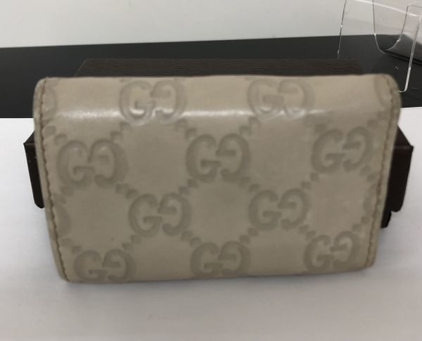 現状品 GUCCI 6連キーケース 257217・496334 グッチシマ ラブリーハート シマレザー 鍵入れ レディース アイボリー系 GG グッチ 192717_画像6