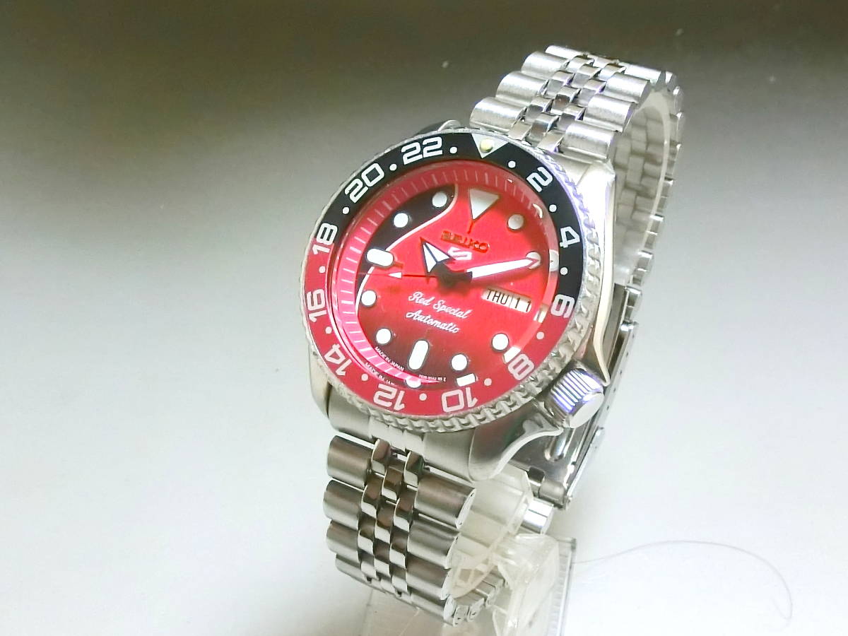 ★美品 SEIKO セイコー 7S26-0020★ダイバー カスタム レッド文字盤 ペプシ 自動巻き 腕時計★動作良好 日付早送り可能 簡易洗浄・注油済★_画像2