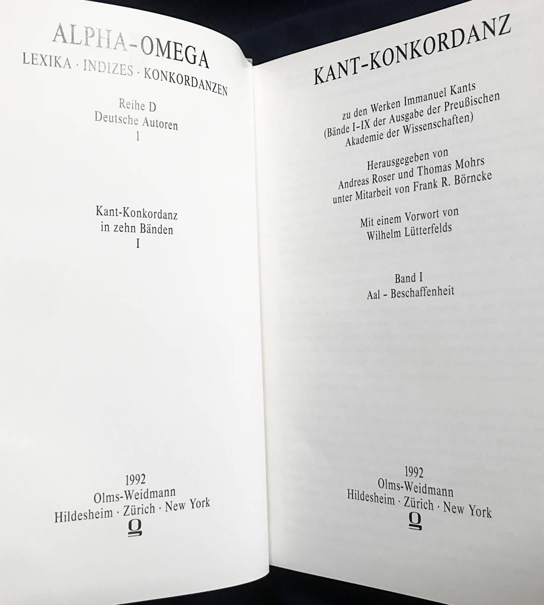 ■ドイツ語洋書 カント・コンコーダンス(用語索引) 全10巻揃【Kant-Konkordanz】Olms-Weidmann ●批判哲学 認識論 形而上学の画像3