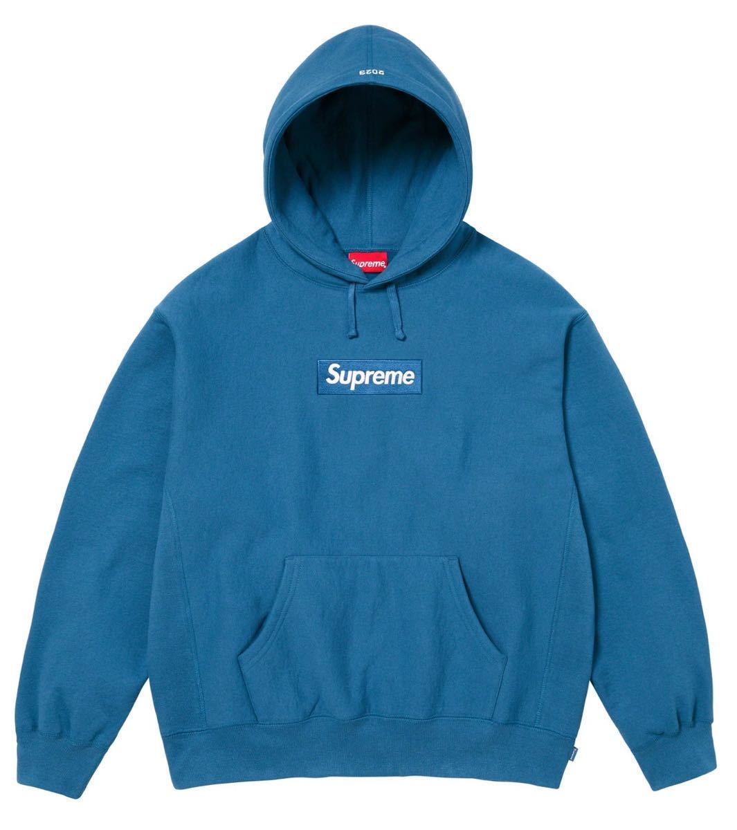 送料無料★ Supreme 23AW Box Logo Hooded Sweatshirt Blue L 国内正規品 新品未使用 シュプリーム ボックスロゴ フード パーカー ブルー_画像3