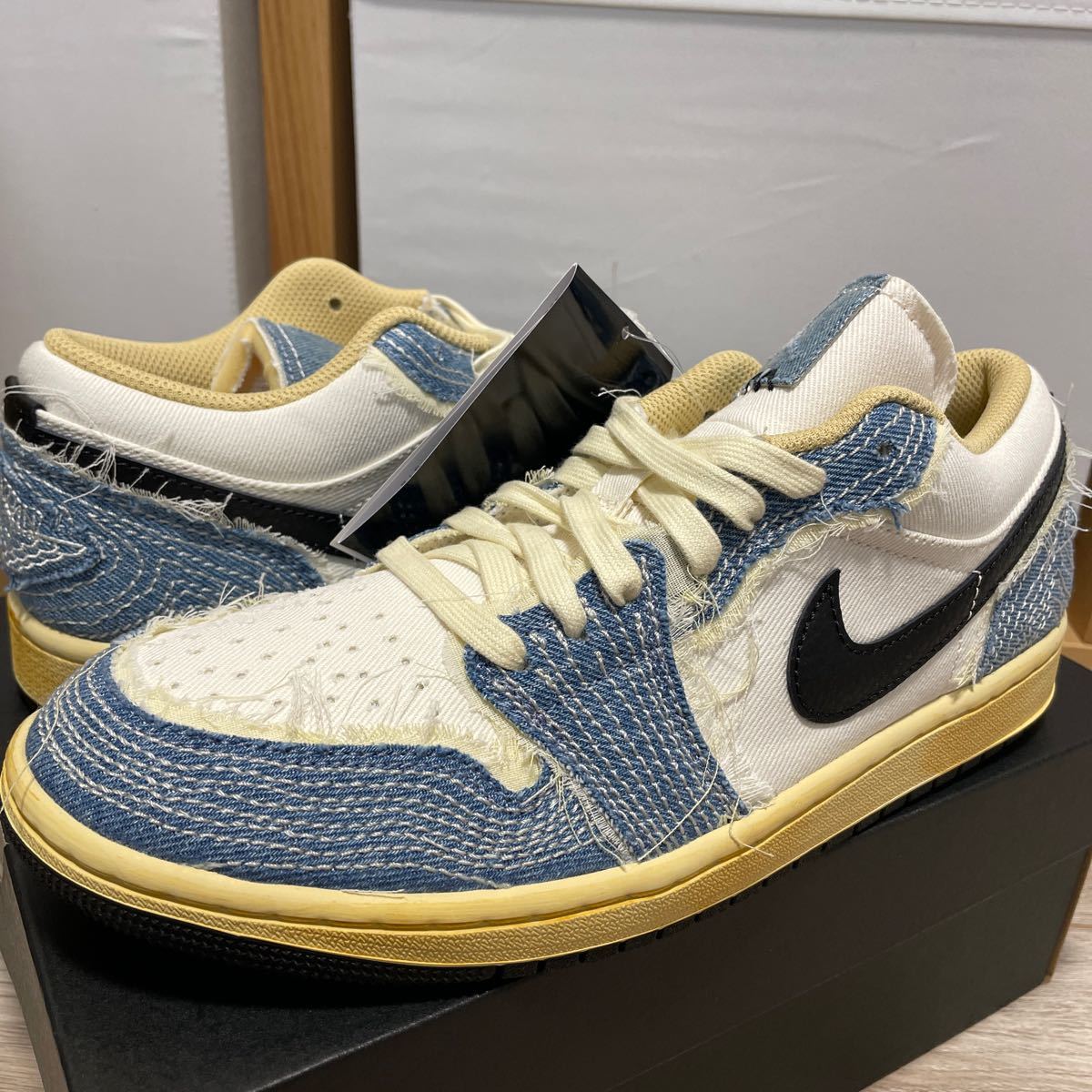 atmos購入 新品未使用 AIR JORDAN 1 LOW SE WORLD MAKE JAPAN FN7670-493 デニム エアジョーダン1 ロー US8.5 26.5cm 刺し子 DUNK SB mt580_画像2