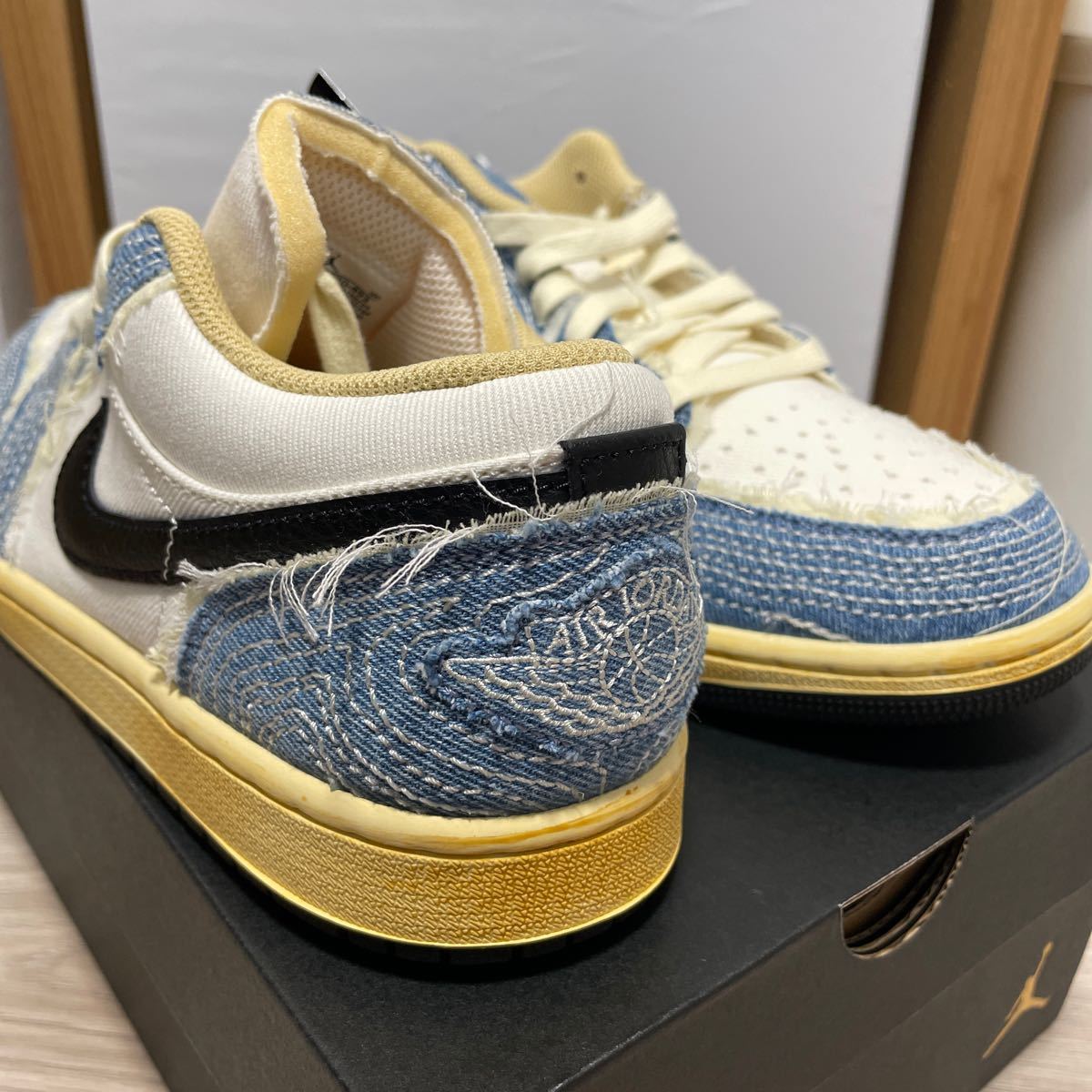 atmos購入 新品未使用 AIR JORDAN 1 LOW SE WORLD MAKE JAPAN FN7670-493 デニム エアジョーダン1 ロー US8.5 26.5cm 刺し子 DUNK SB mt580_画像3