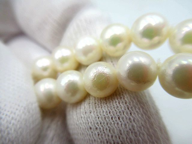 ▲▲中古品 真珠/PEARL/パール2連ネックレス 首周り約42㎝ 約54.3ｇ 約7㎜珠 シルバー留具 箱付き フォーマル 冠婚葬祭 礼服 慶弔 ホワイト_画像2