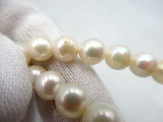 ▲▲中古品 真珠/PEARL/パール2連ネックレス 首周り約42㎝ 約54.3ｇ 約7㎜珠 シルバー留具 箱付き フォーマル 冠婚葬祭 礼服 慶弔 ホワイト_画像6