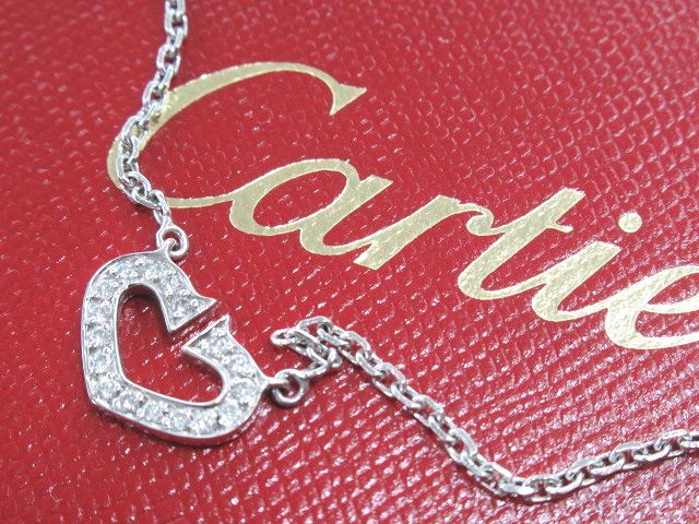 ◆中古 Cartier カルティエ Cハート オブ カルティエ ネックレス 750 K18WG 18金 パヴェ ダイヤ ダイヤモンド ホワイトゴールド◆_画像1