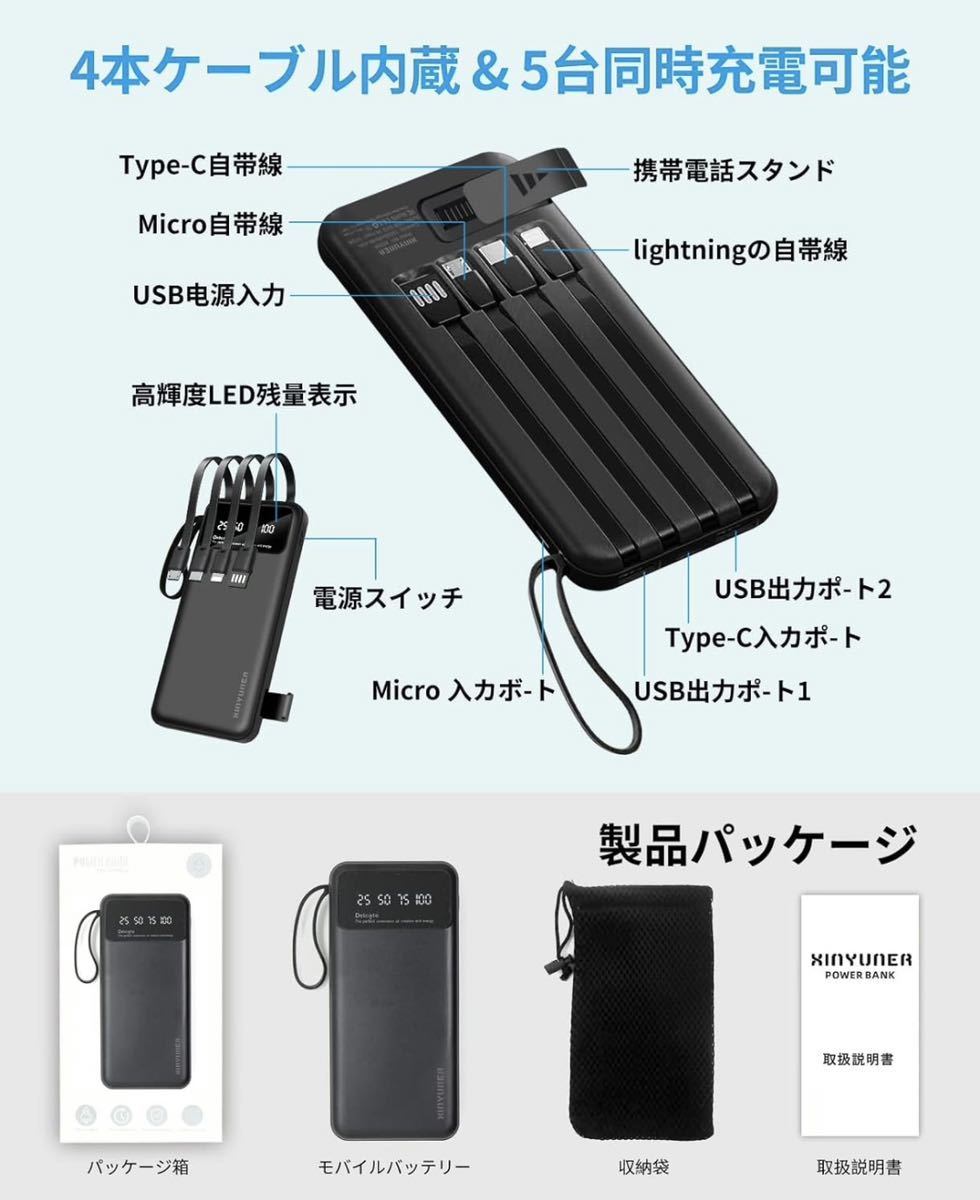 XINYUNER モバイルバッテリー 大容量 急速充電 12000mAh 未使用_画像6