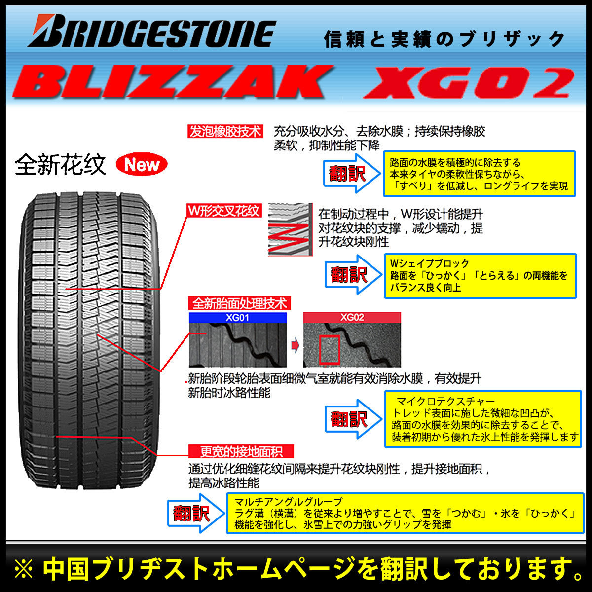 2021年製 新品 4本価格 会社宛 送料無料 225/50R17 94S ブリヂストン ブリザック XG02 冬 レクサスGS スープラ マジェスタ 特価 NO,FK995の画像5