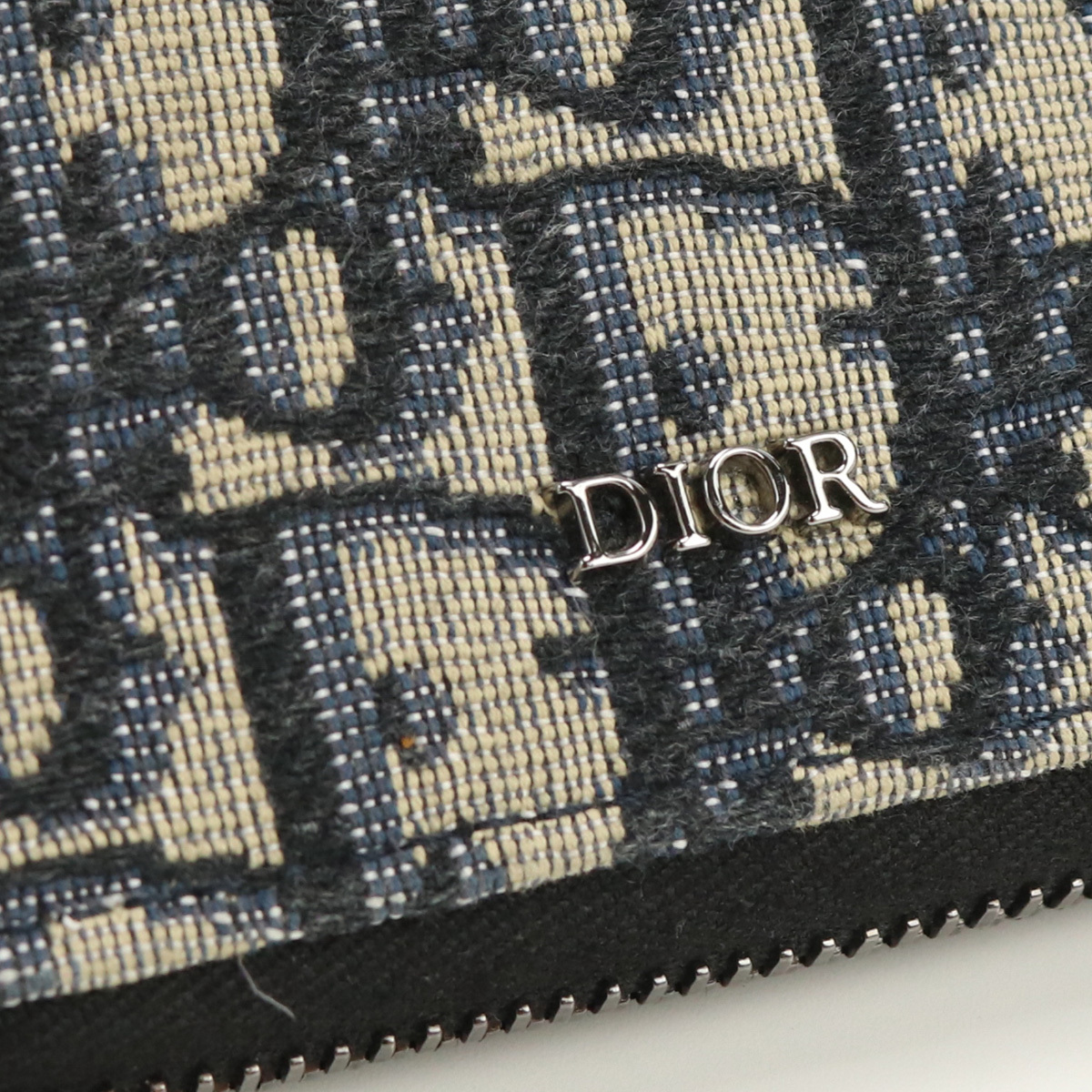 中古良品ディオールChristian Dior オブリーク ジップウォレット　ブランド ジャガード 2ESBC092YSE-H05E ネイビー　 ランク：A us-2_画像7