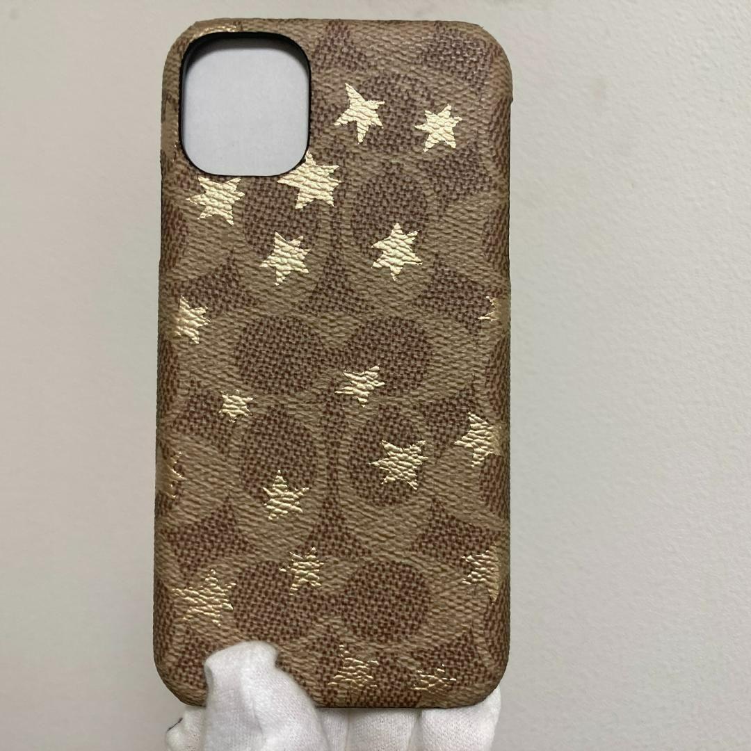 新品未使用★ラスト②★人気定番ケース★COACH★コーチ◆即発送★iPhone11専用★シグネチャーゴールドスター★レザー調ハードケース★　_画像3