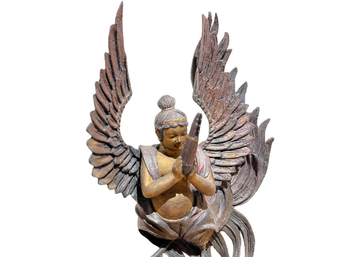 仏教美術 【イスム】迦陵頻伽 かりょうびんか 掌 二点 仏像 国宝像 再現 H15.9㎝ コレクター放出品_画像8