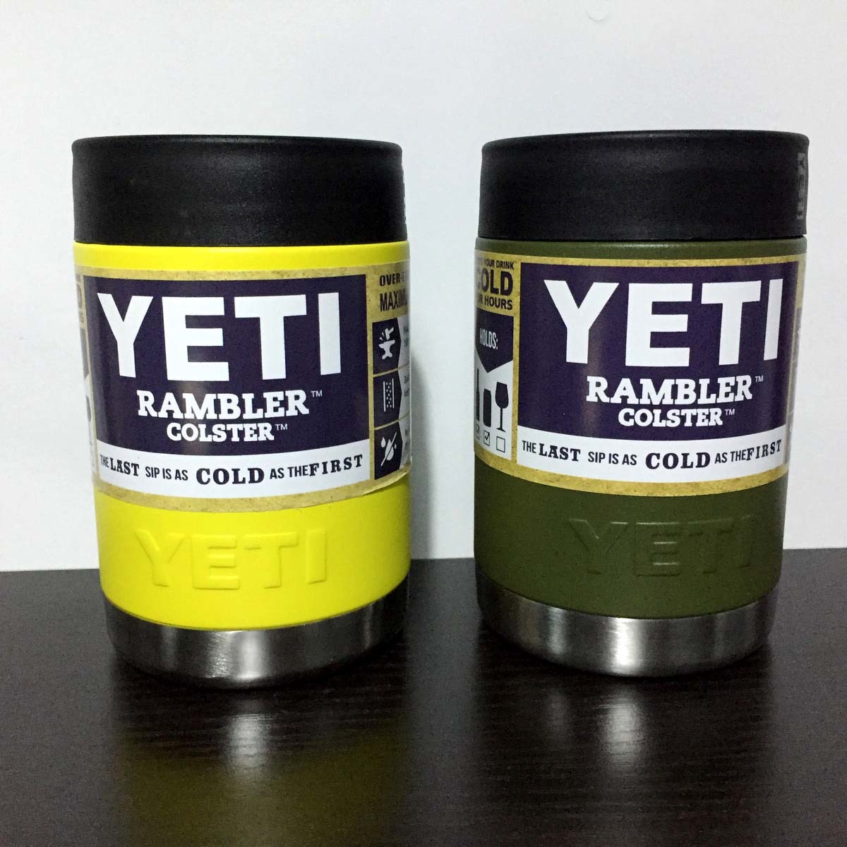 YETI イエティ ランブラー コルスター 黄色 緑 12オンス 12oz 缶クーラー 保温 保冷 アウトドア 水筒 ボトル 2個セット