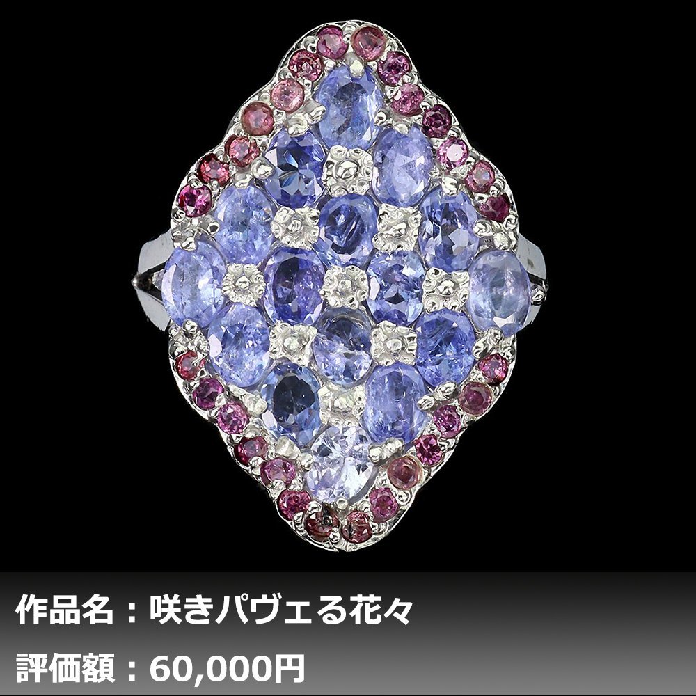 【1円新品】イケゾエガレ｜4.50ct 天然ガーネット&タンザナイト K14WG仕上リング 20号｜作家モノ｜本物保証｜NGL鑑別対応_画像1