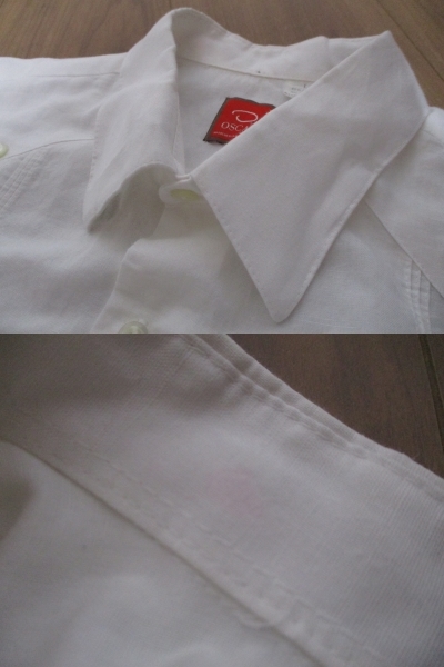 OSCAR パナマ製 リネン混 長袖キューバシャツ Lサイズの画像4