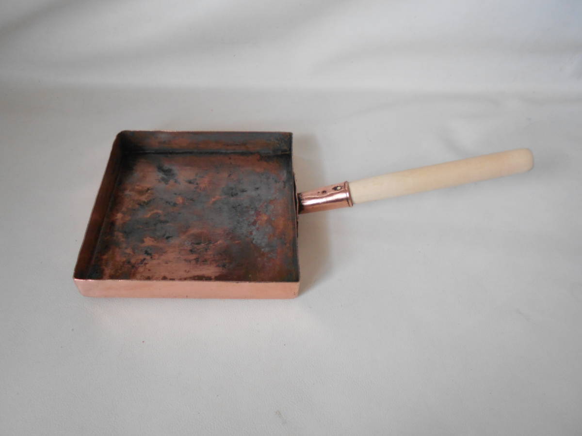 H / copper made copper egg roasting fry pan omelet pan sphere . business use extra-large size sushi shop secondhand goods 1