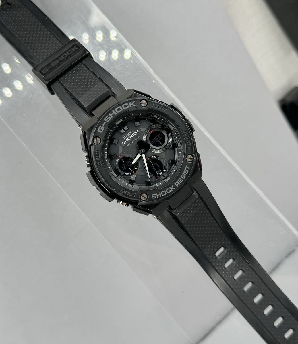 美品 G-SHOCK GST-S100G-1B G-STEEL Gスチール タフソーラー アナログ/デジタル アナデジ レイヤーガードブラック 反転液晶 ラバーバンド _画像10