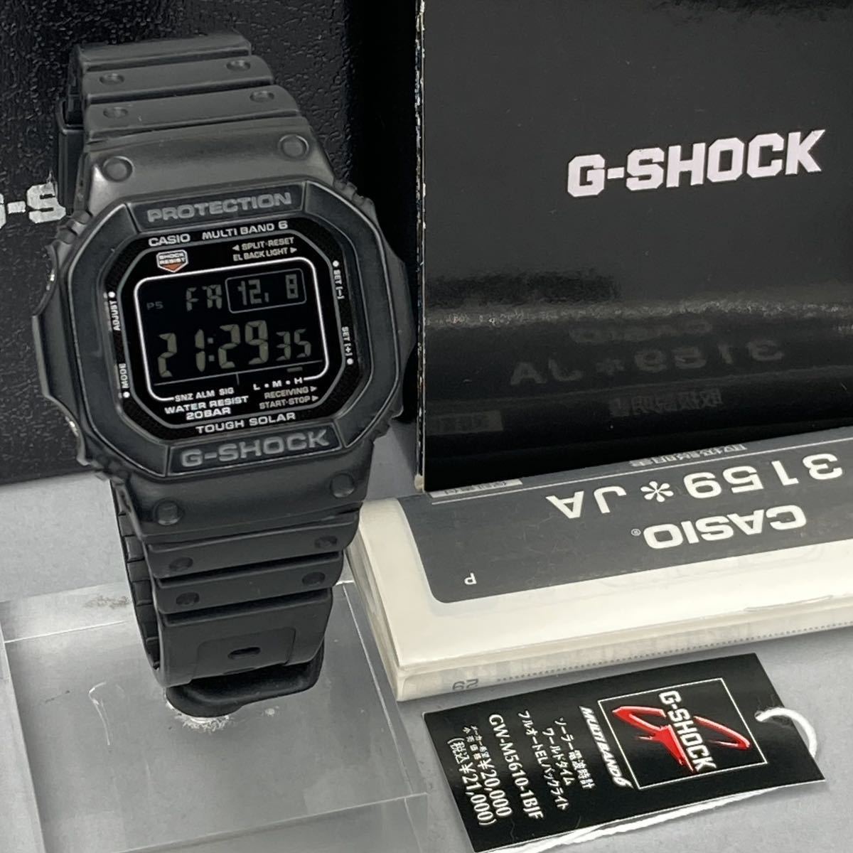 美品 箱説タグ付CASIO G-SHOCK GW-M5610-1BJF タフソーラー 電波受信 電波ソーラー マルチバンド6 スクウェア ブラック 反転液晶 スピード_画像2