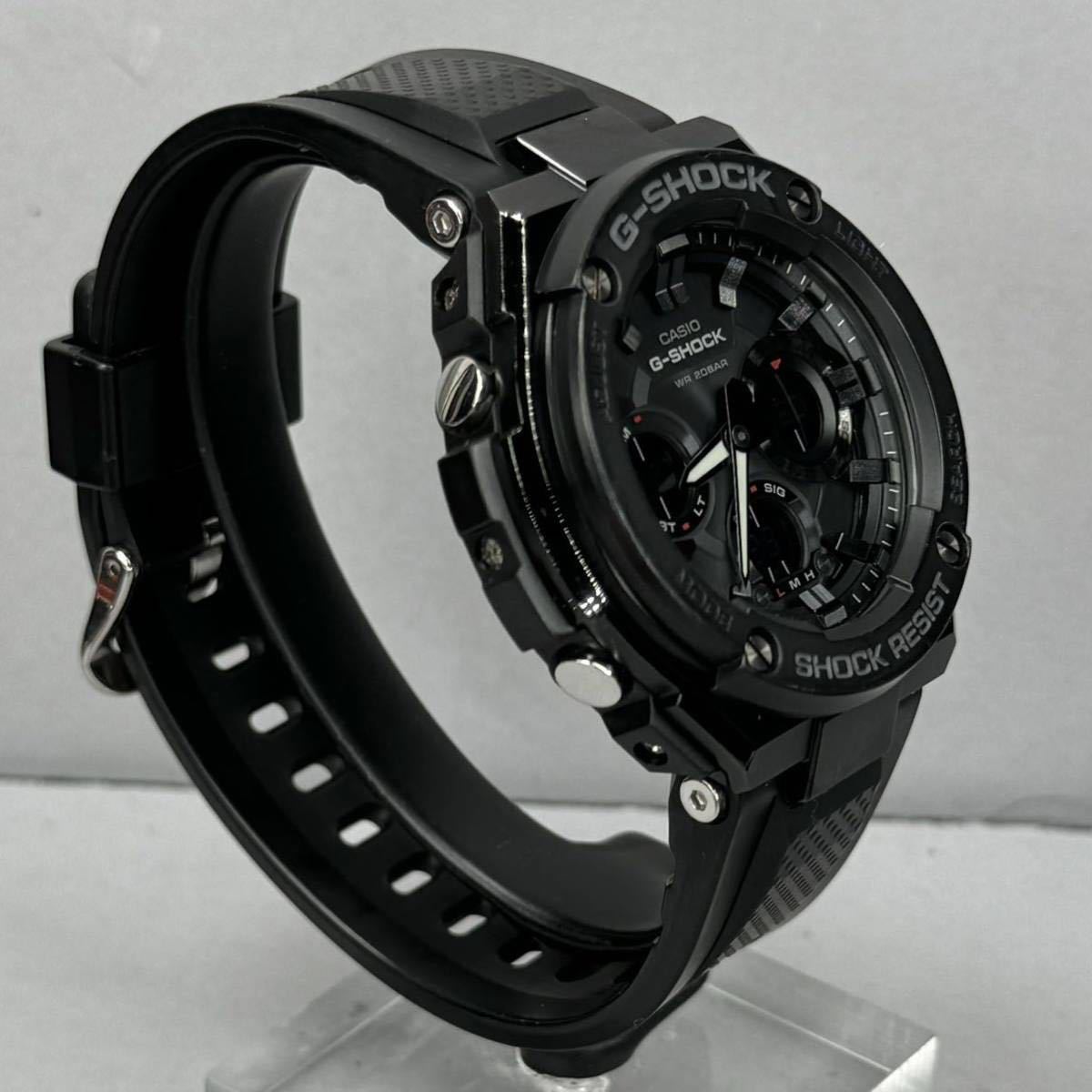 美品 G-SHOCK GST-S100G-1B G-STEEL Gスチール タフソーラー アナログ/デジタル アナデジ レイヤーガードブラック 反転液晶 ラバーバンド _画像6