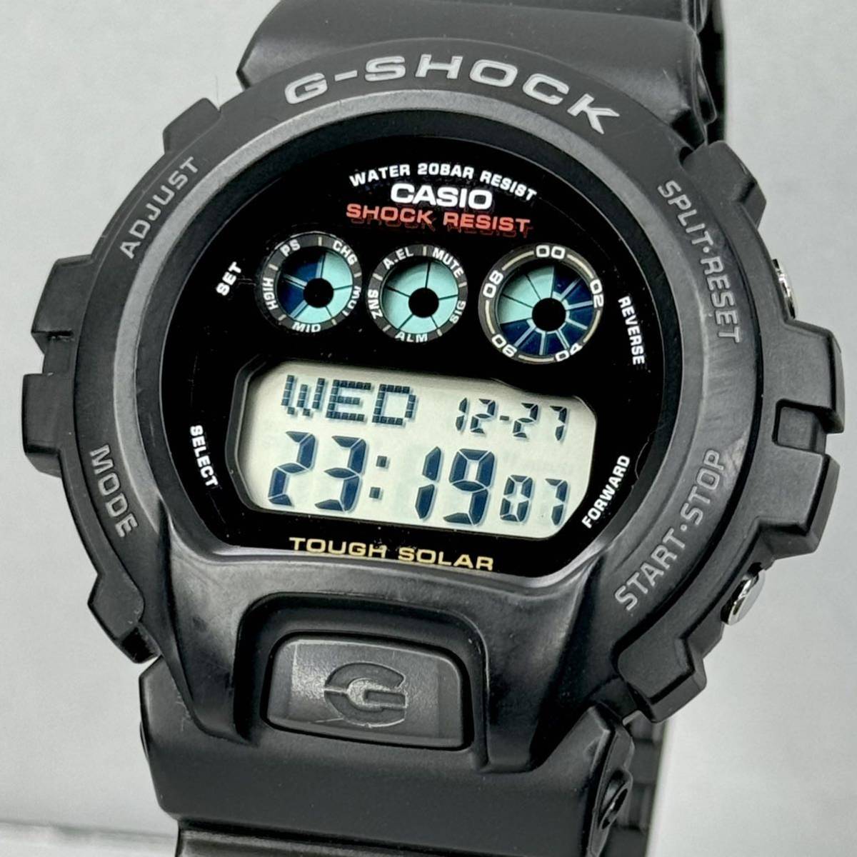 美品 CASIO G-SHOCK G-6900-1 オリジンモデル タフソーラー ブラック パープル 三つ目 オリジンモデル ELバックライト_画像1