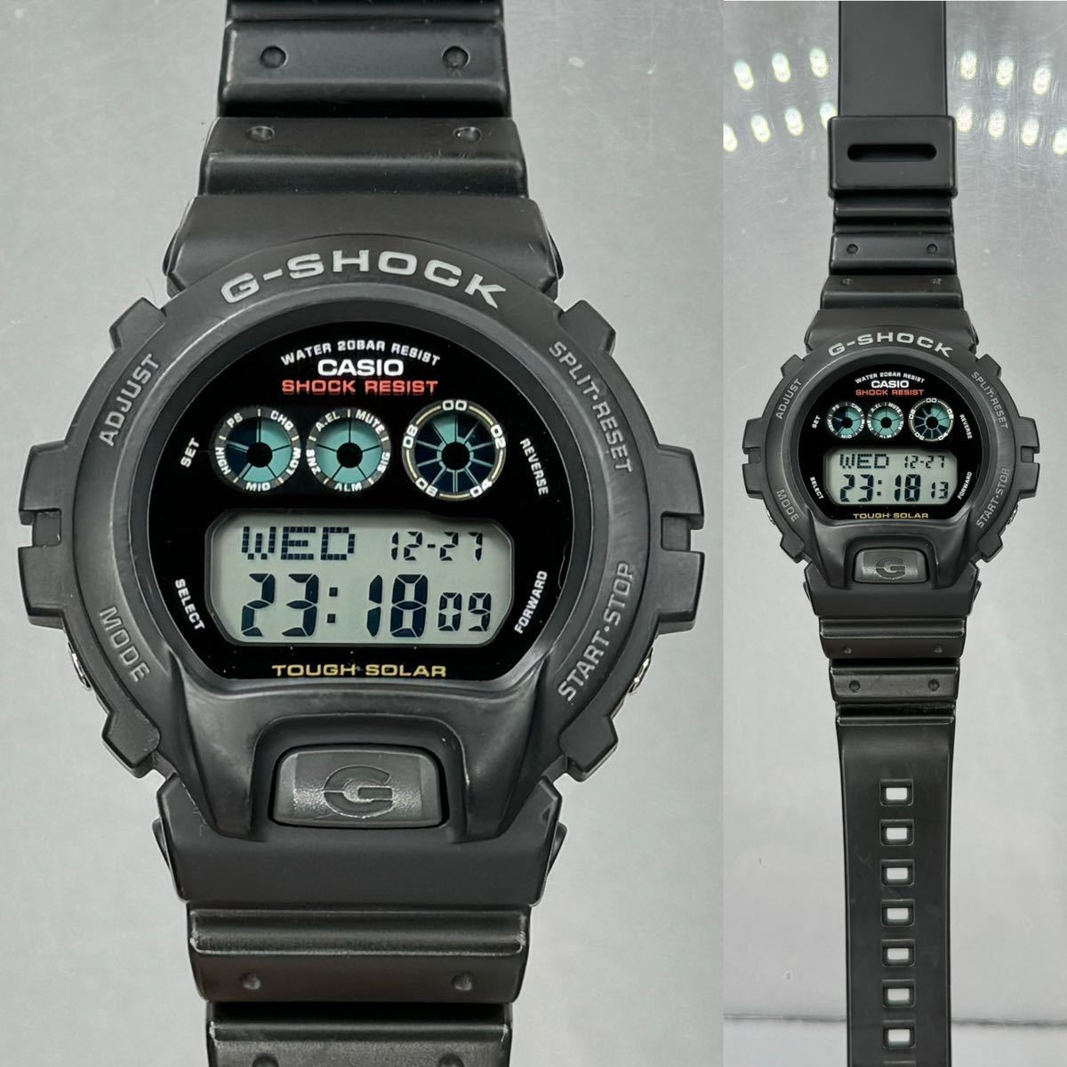 美品 CASIO G-SHOCK G-6900-1 オリジンモデル タフソーラー ブラック パープル 三つ目 オリジンモデル ELバックライト_画像3