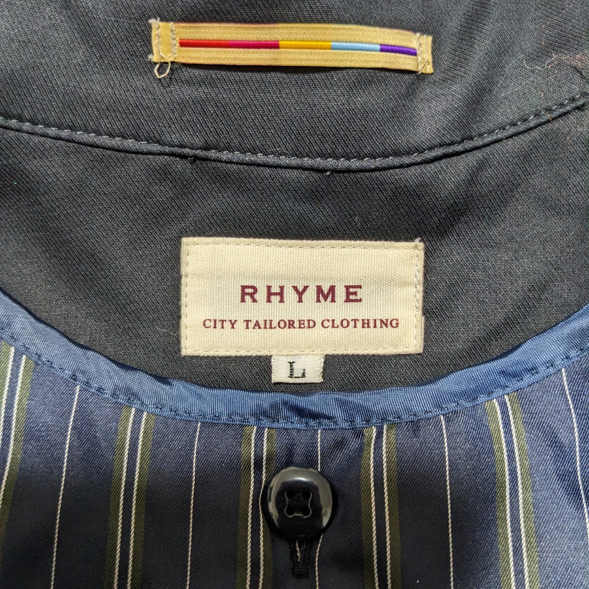 +FZ81 RHYME ライム フォーマル レディース L 長袖 コート トレンチコート 紺 ライナー付き ビジネス セレモニー_画像9