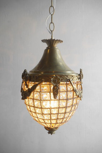 アンティーク調 フランス　ガラス装飾　1灯シャンデリア　C　ライト　ランプ